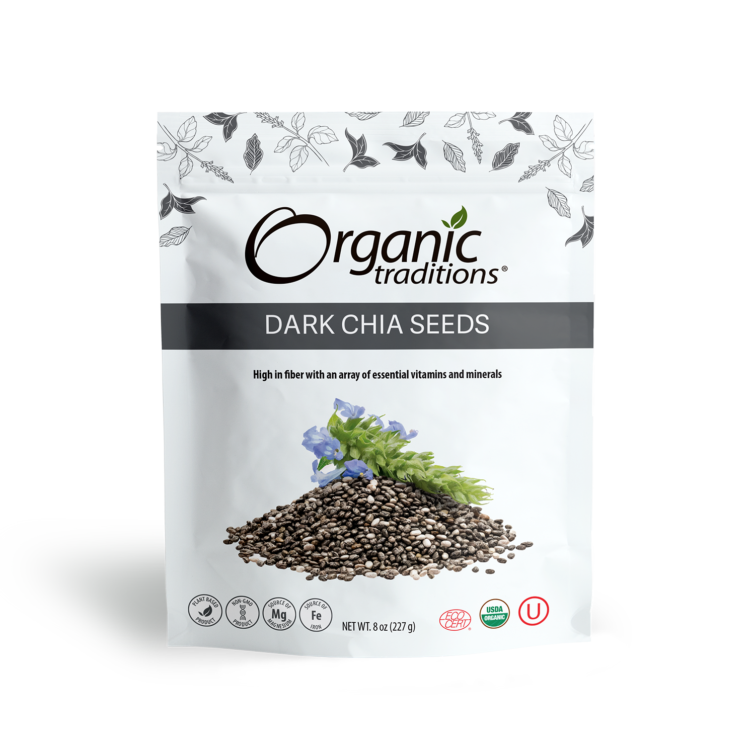 organic traditions dark chia seeds front of bag image