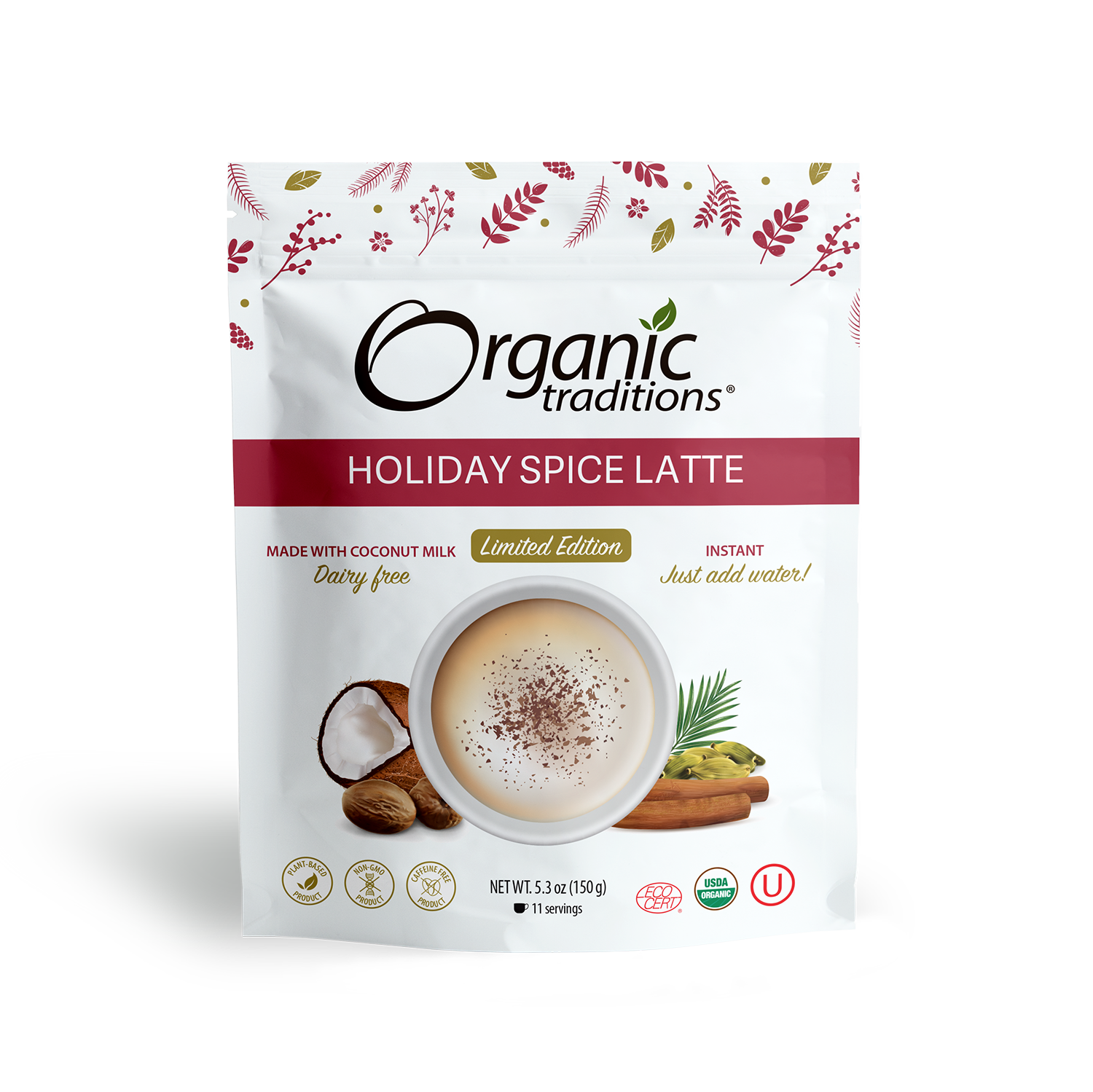 organic traditions holiday spice latte front of bag image
