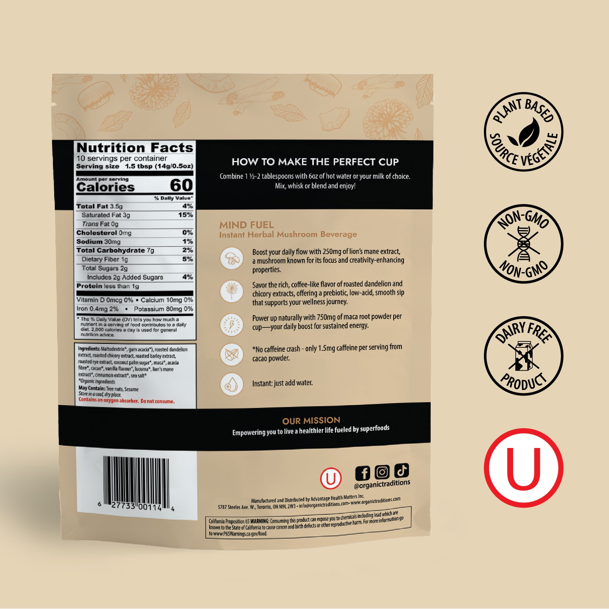 Mind Fuel Caffeine-Free Mushroom Coffee Alternative