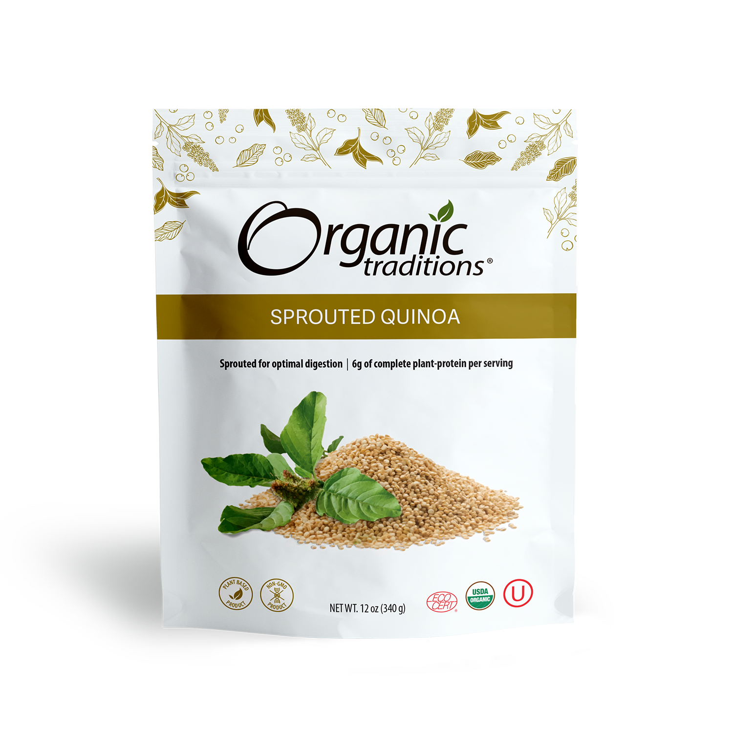 organic traditions sprouted quinoa front of bag image