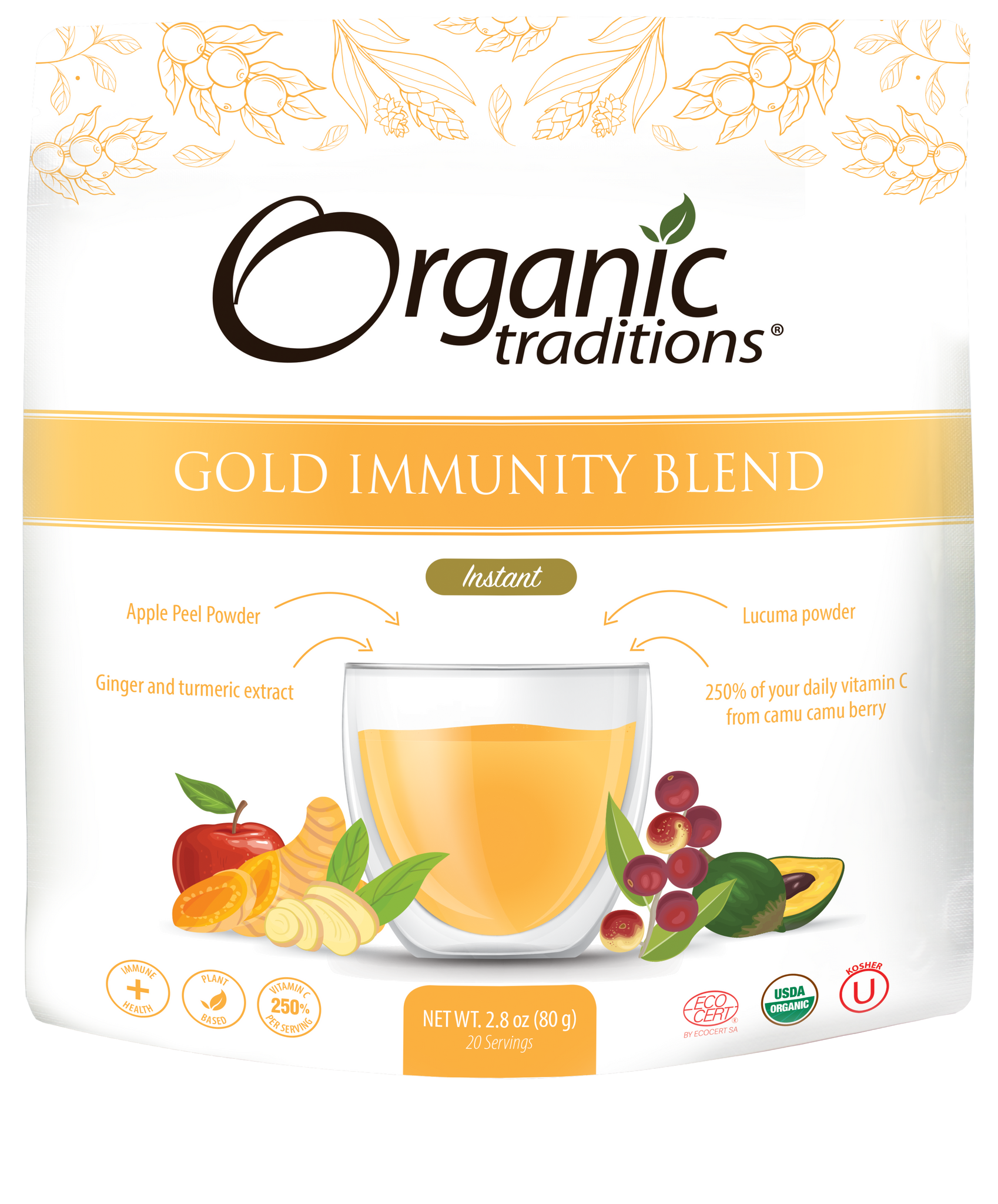 organic gold Immunity blend by organic traditions US front of bag image