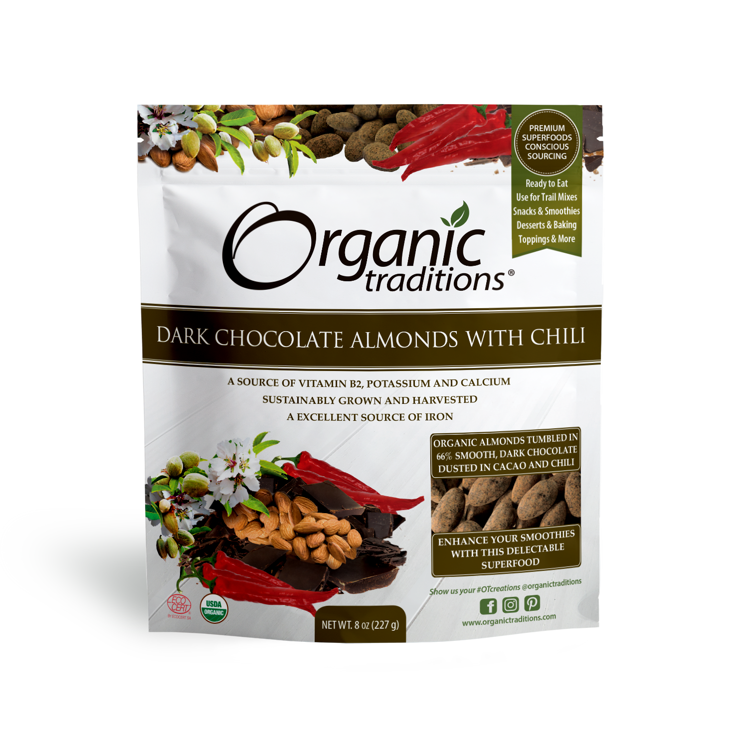 Organic Dark Chocolate Covered Almonds with Chili